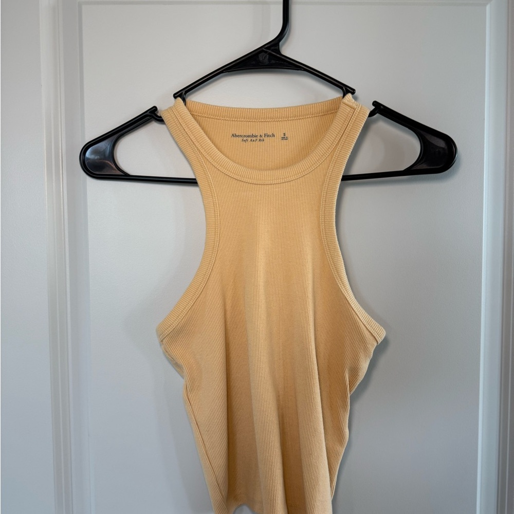 Abercrombie & Fitch Ribbed Tank Top in Pale Yellow